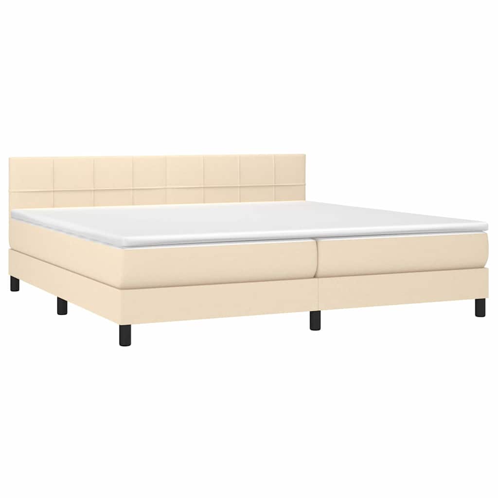 Sommier à lattes de lit et matelas et LED Crème 200x200cm Tissu