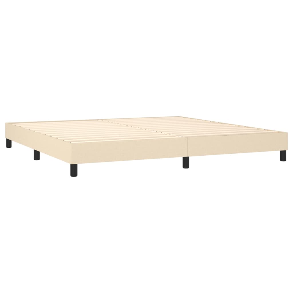 Sommier à lattes de lit et matelas et LED Crème 200x200cm Tissu - XIOS