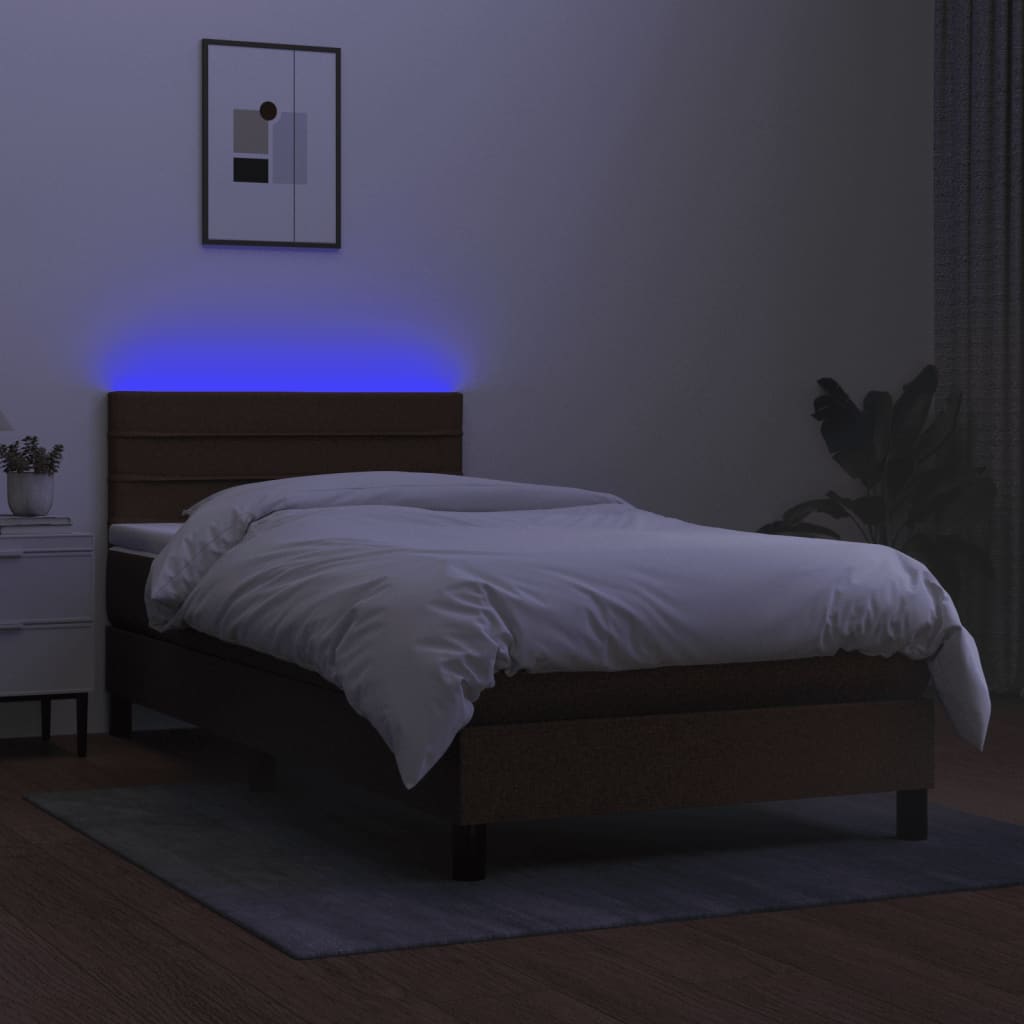 Sommier à lattes de lit et matelas et LED Marron foncé 80x200cm - XIOS
