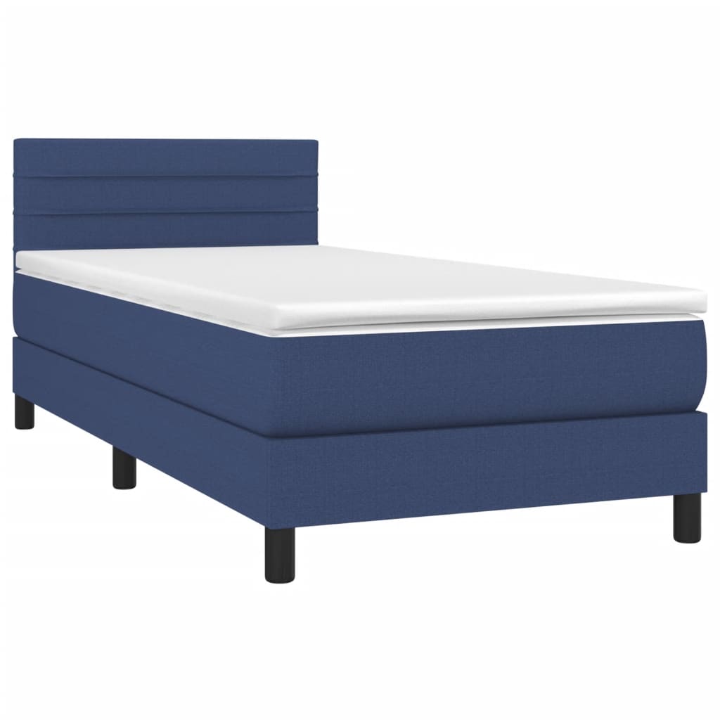 Sommier à lattes de lit avec matelas et LED Bleu 90x190cm Tissu - XIOS
