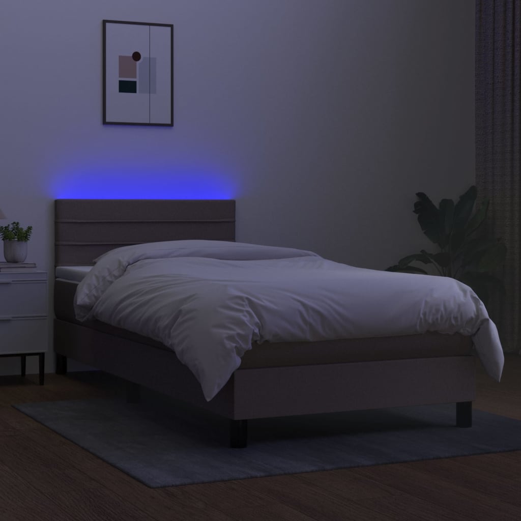 Sommier à lattes de lit avec matelas LED Taupe 90x200 cm Tissu - XIOS