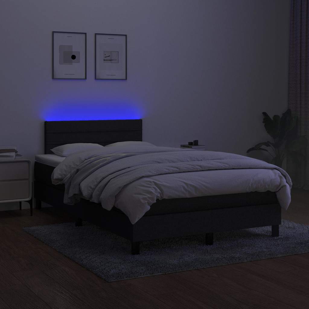 Sommier à lattes de lit avec matelas LED Noir 120x200 cm Tissu - XIOS