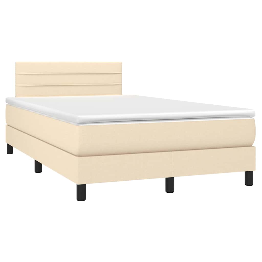 Sommier à lattes de lit avec matelas LED Crème 120x200 cm Tissu