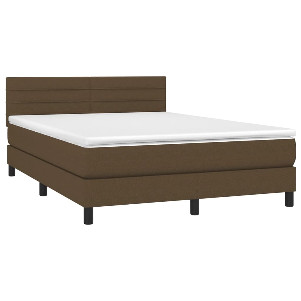 Sommier à lattes de lit matelas et LED Marron foncé 140x200 cm - XIOS