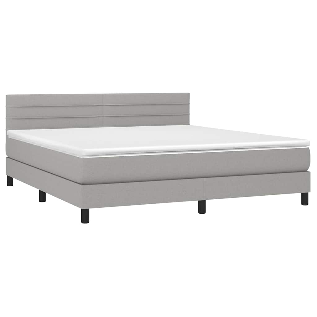 Sommier à lattes de lit et matelas et LED Gris clair 180x200 cm