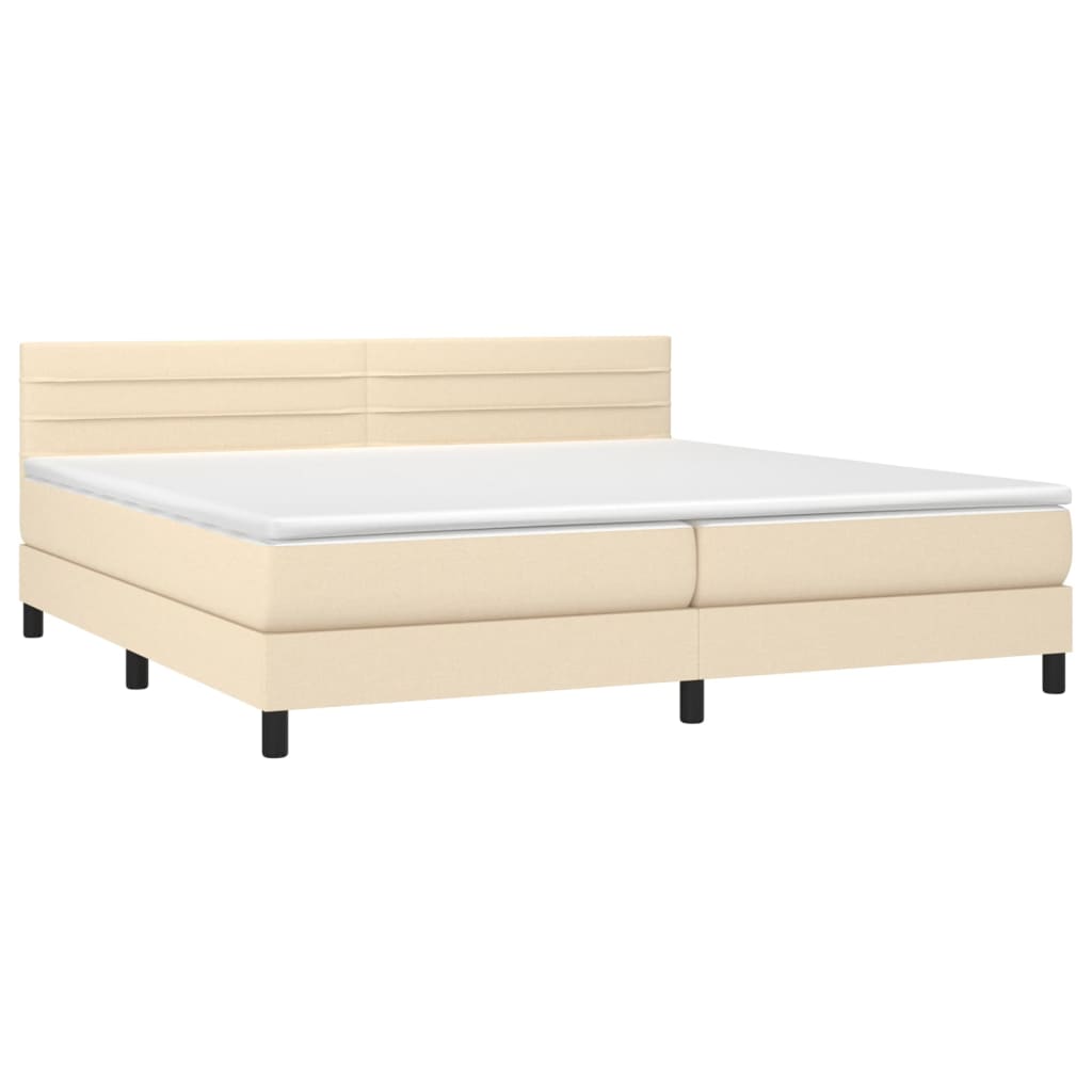 Sommier à lattes de lit et matelas et LED Crème 200x200cm Tissu - XIOS