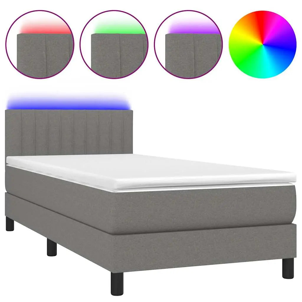 Sommier à lattes de lit avec matelas et LED Gris foncé 80x200cm - XIOS