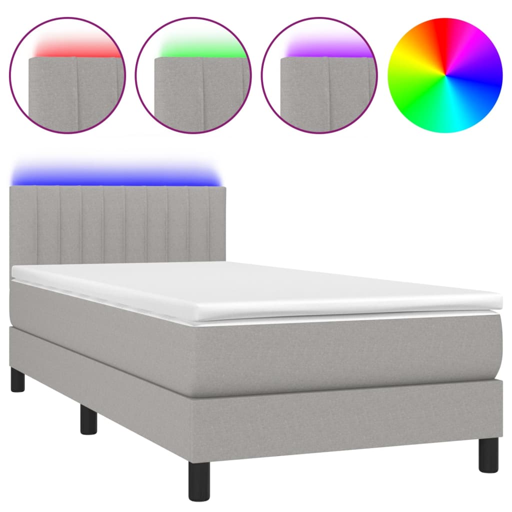 Sommier à lattes de lit avec matelas et LED Gris clair 90x190cm - XIOS
