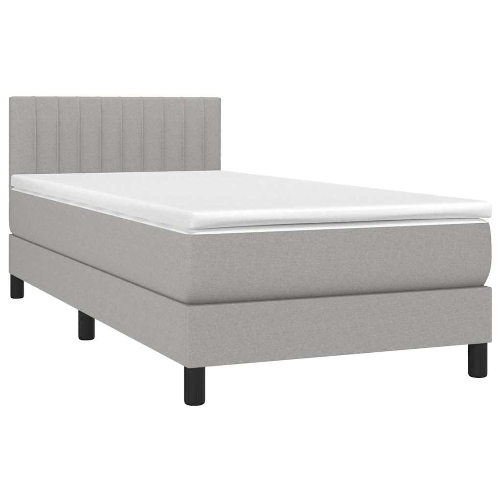 Sommier à lattes de lit avec matelas et LED Gris clair 90x200cm