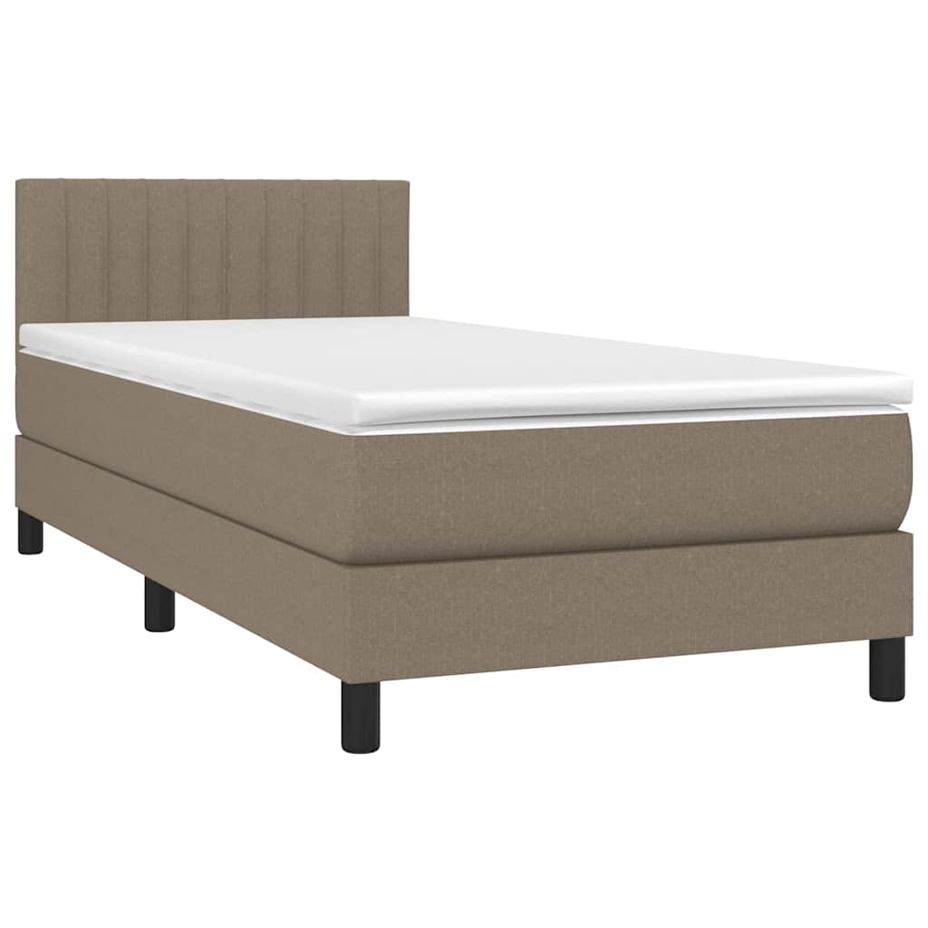 Sommier à lattes de lit avec matelas LED Taupe 90x200 cm Tissu - XIOS