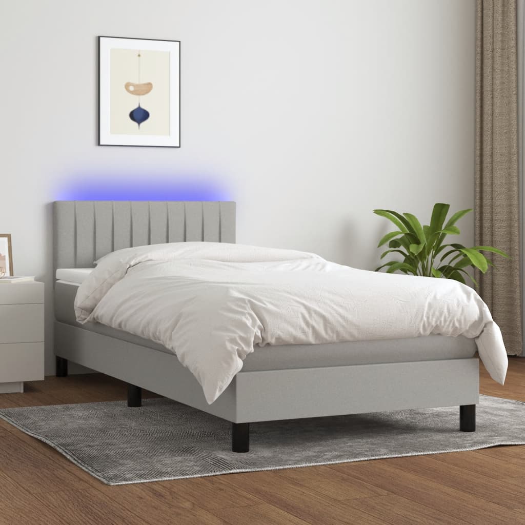 Sommier à lattes de lit avec matelas LED Gris clair 100x200 cm - XIOS
