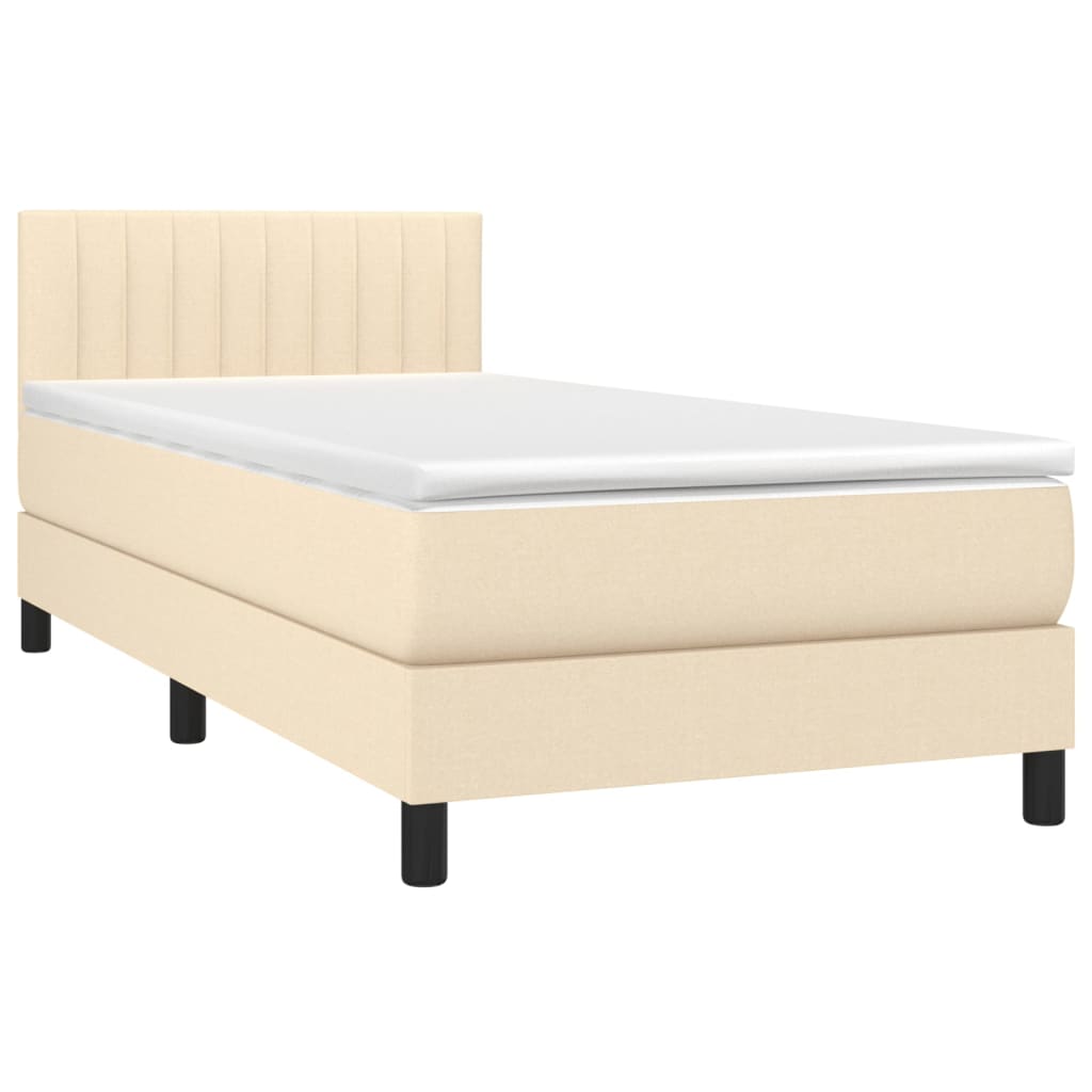 Sommier à lattes de lit avec matelas LED Crème 100x200 cm Tissu - XIOS