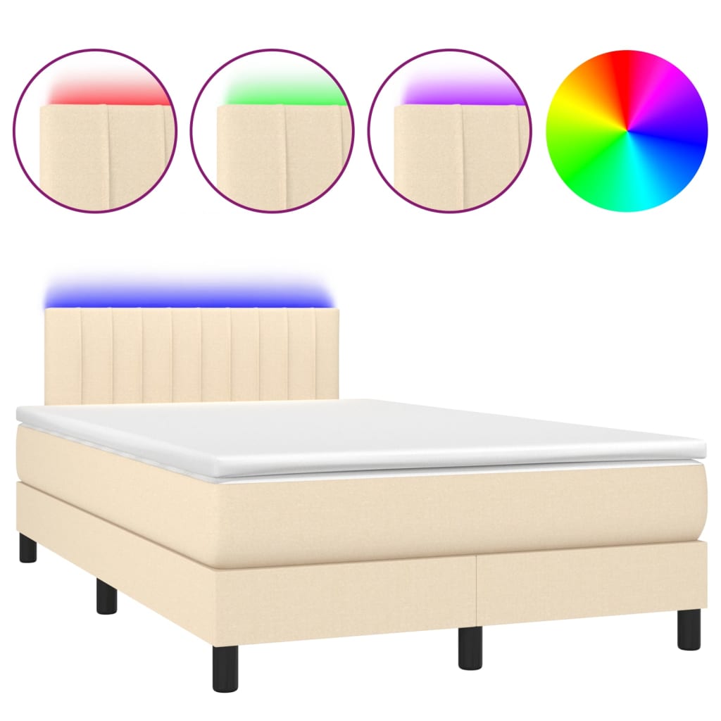 Sommier à lattes de lit avec matelas LED Crème 120x200 cm Tissu - XIOS
