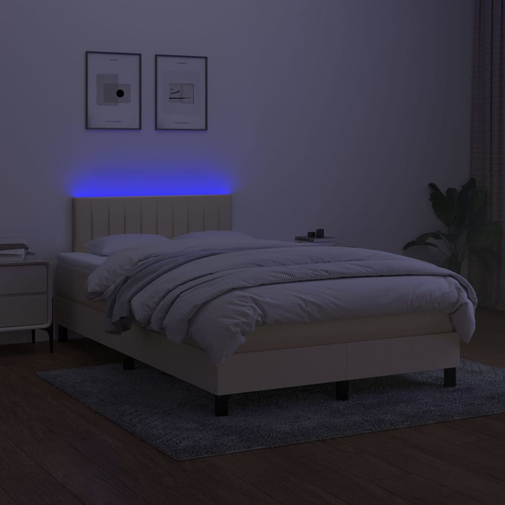 Sommier à lattes de lit avec matelas LED Crème 120x200 cm Tissu - XIOS