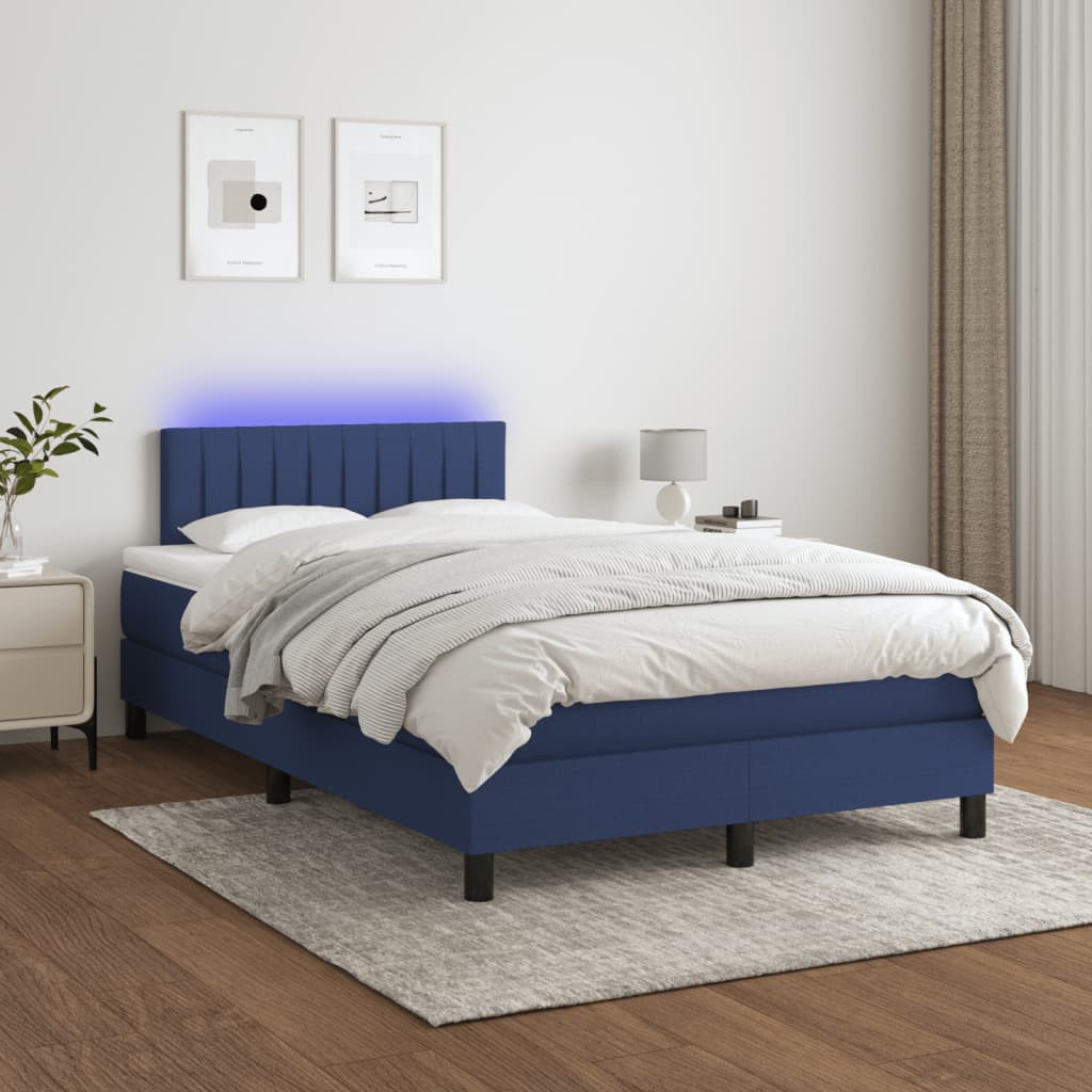 Sommier à lattes de lit avec matelas LED Bleu 120x200 cm Tissu - XIOS