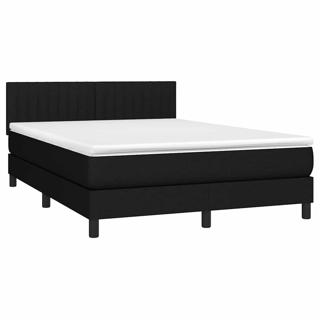Sommier à lattes de lit avec matelas LED Noir 140x190 cm Tissu - XIOS