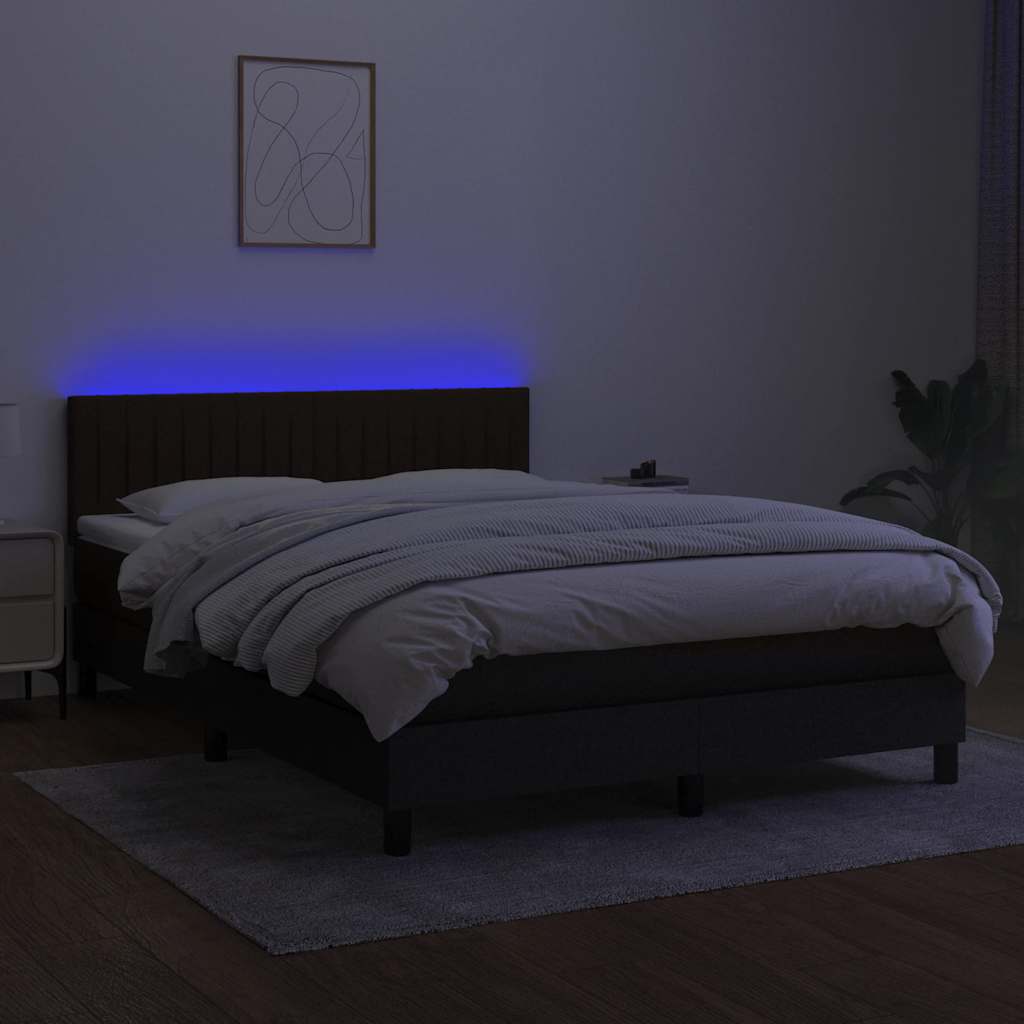 Sommier à lattes de lit avec matelas LED Noir 140x190 cm Tissu - XIOS