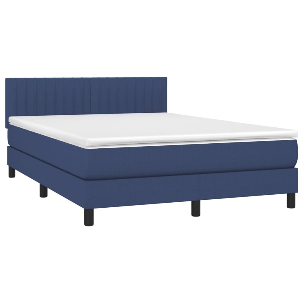 Sommier à lattes de lit avec matelas LED Bleu 140x190 cm Tissu - XIOS