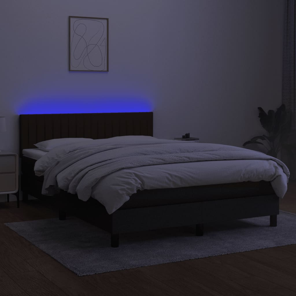 Sommier à lattes de lit avec matelas LED Noir 140x200 cm Tissu - XIOS