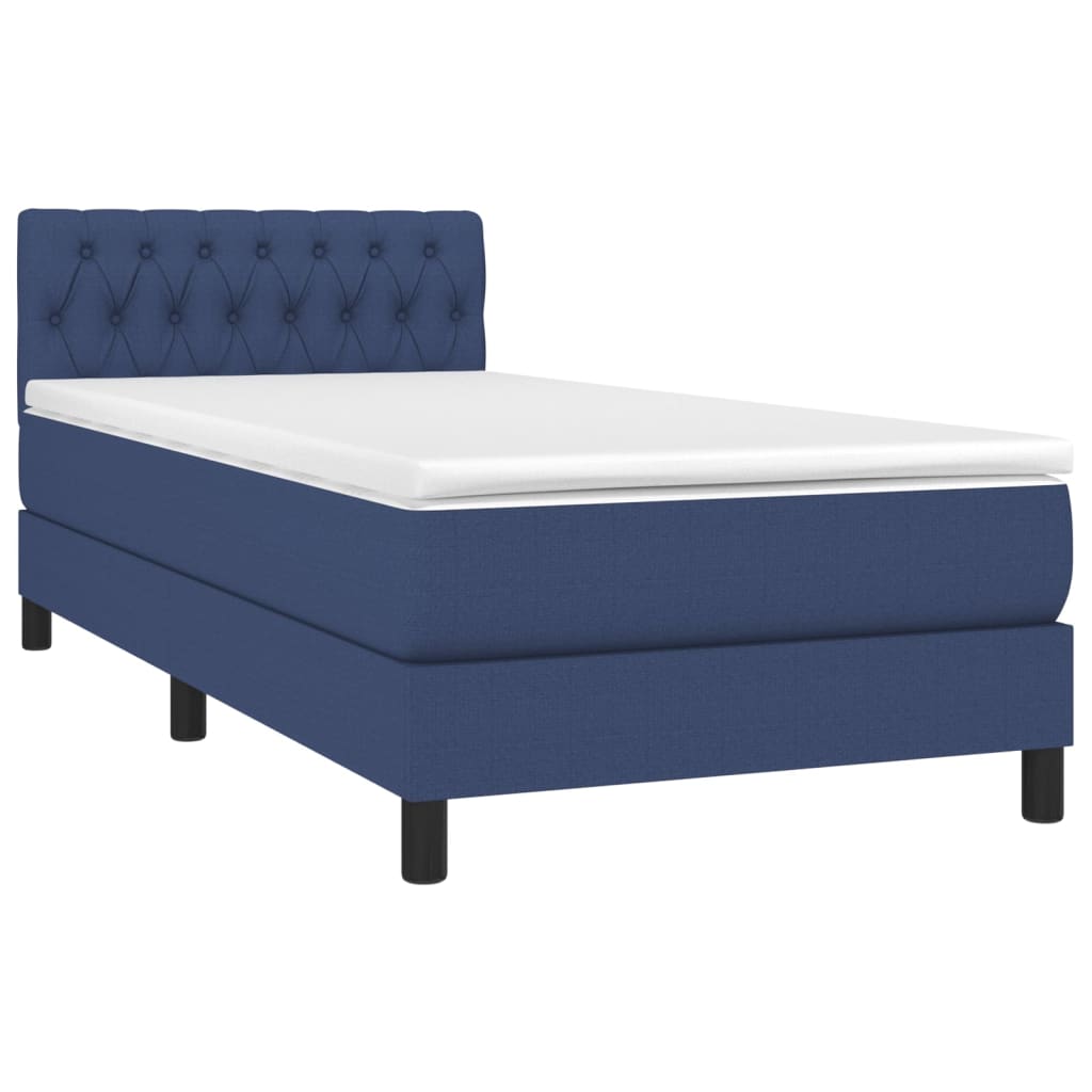 Sommier à lattes de lit avec matelas et LED Bleu 90x190cm Tissu - XIOS