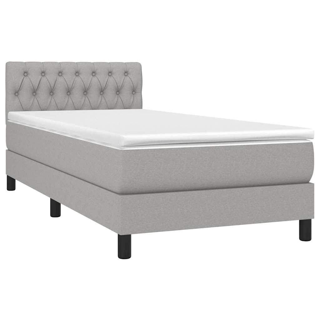 Sommier à lattes de lit avec matelas et LED Gris clair 90x200cm