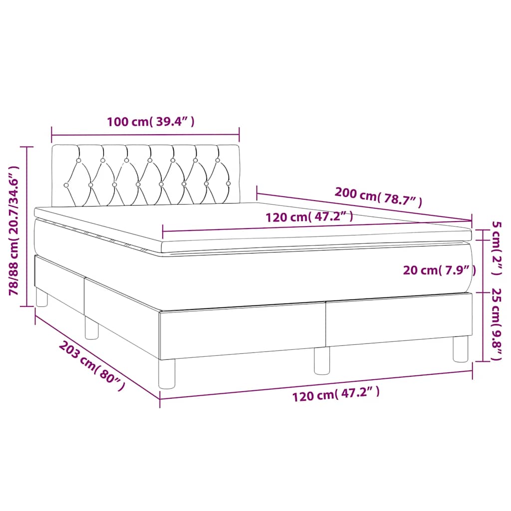 Sommier à lattes de lit avec matelas LED Noir 120x200 cm Tissu - XIOS