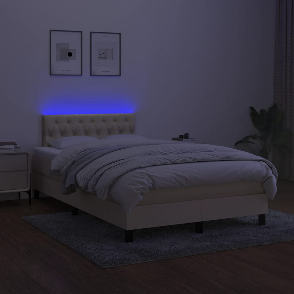 Sommier à lattes de lit avec matelas LED Crème 120x200 cm Tissu - XIOS