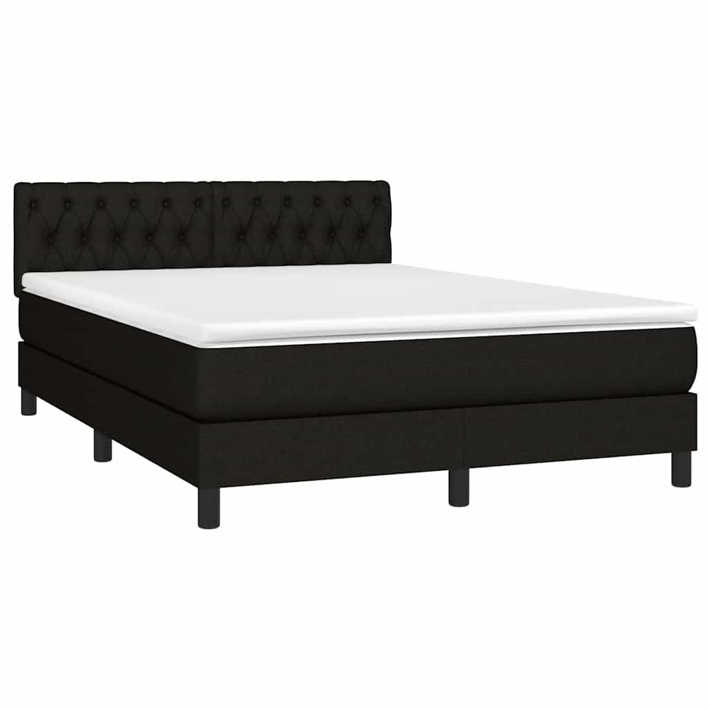 Sommier à lattes de lit avec matelas LED Noir 140x190 cm Tissu - XIOS