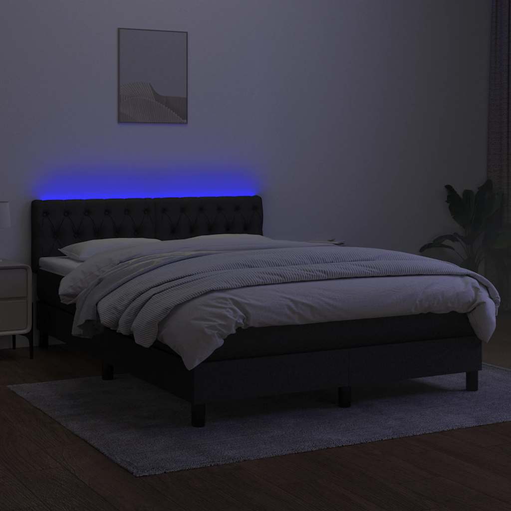 Sommier à lattes de lit avec matelas LED Noir 140x190 cm Tissu - XIOS
