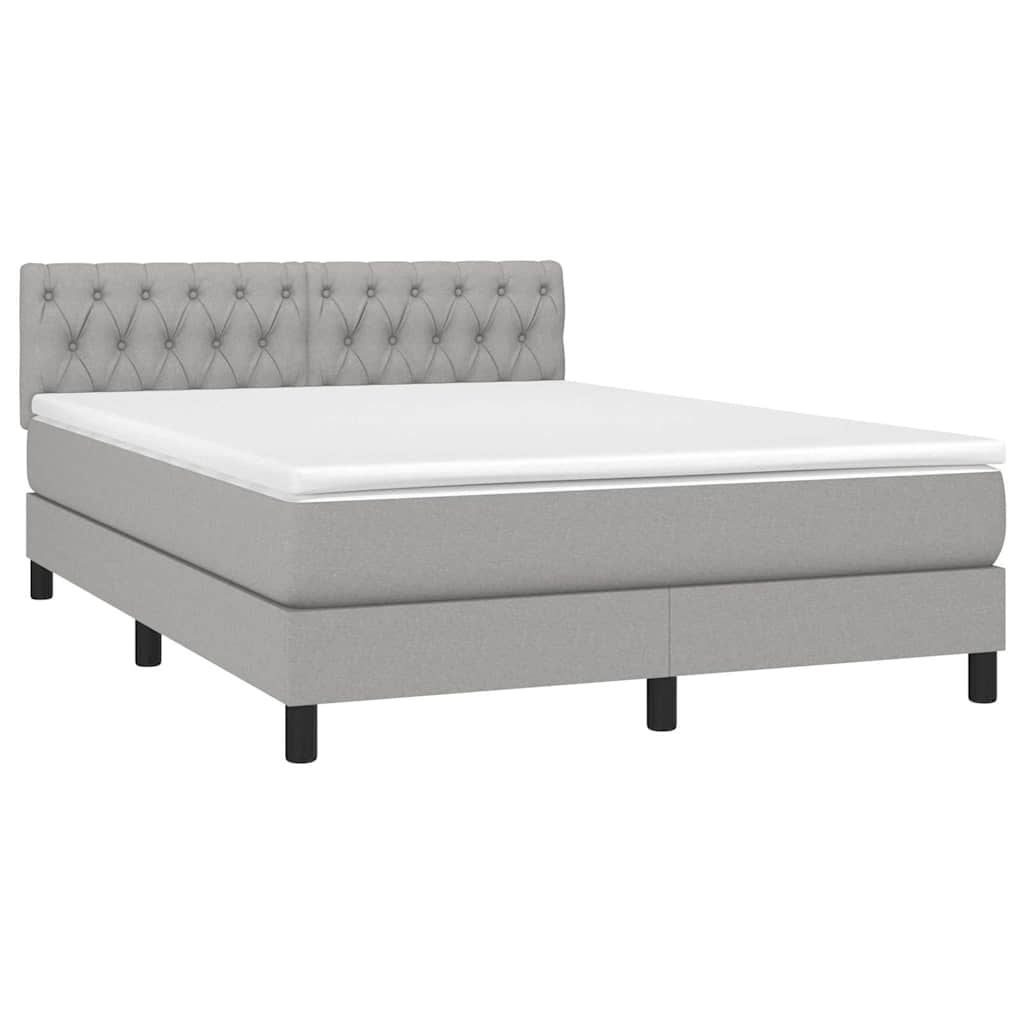 Sommier à lattes de lit et matelas et LED Gris clair 140x200 cm
