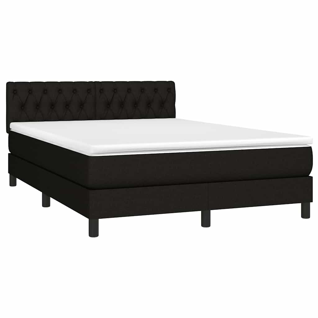 Sommier à lattes de lit avec matelas LED Noir 140x200 cm Tissu - XIOS