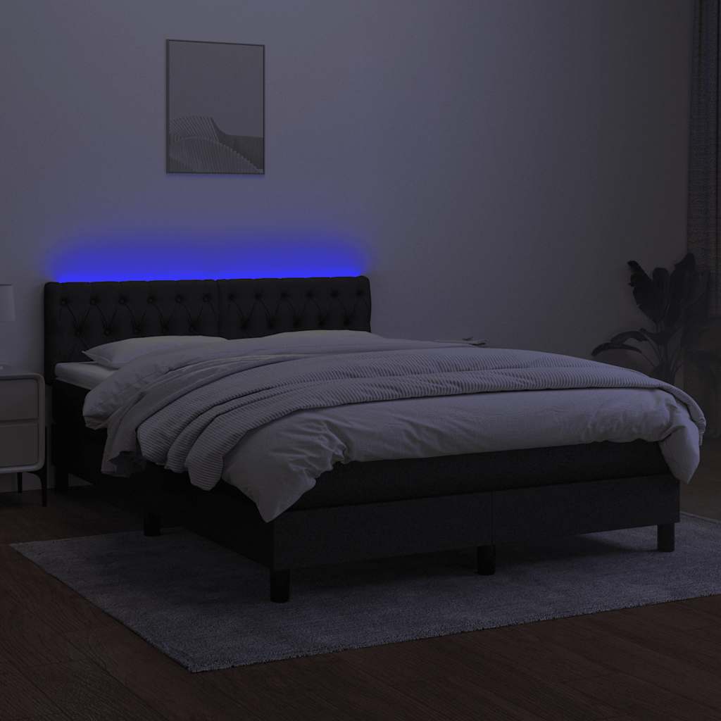 Sommier à lattes de lit avec matelas LED Noir 140x200 cm Tissu - XIOS