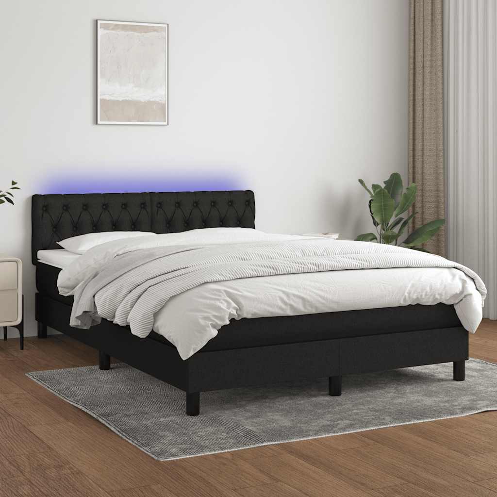 Sommier à lattes de lit avec matelas LED Noir 140x200 cm Tissu - XIOS