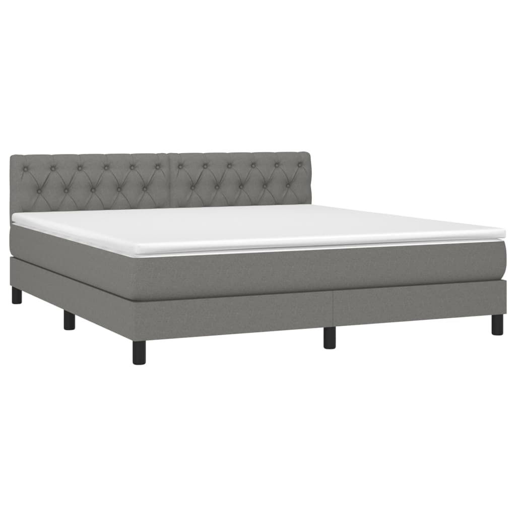 Sommier à lattes de lit et matelas et LED Gris foncé 160x200 cm - XIOS