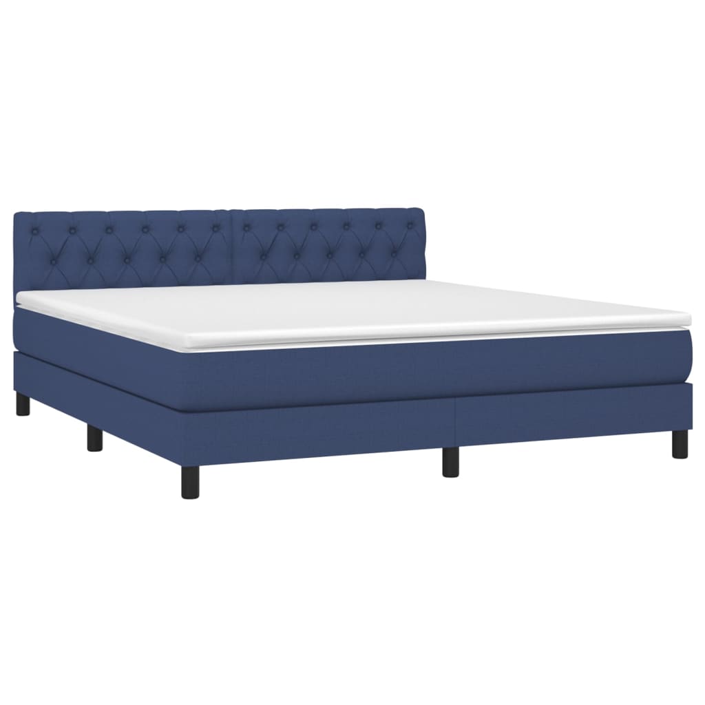 Sommier à lattes de lit avec matelas LED Bleu 160x200 cm Tissu - XIOS