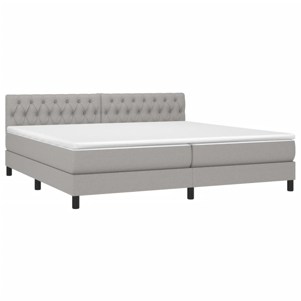 Sommier à lattes de lit matelas LED Gris clair 200x200 cm Tissu - XIOS