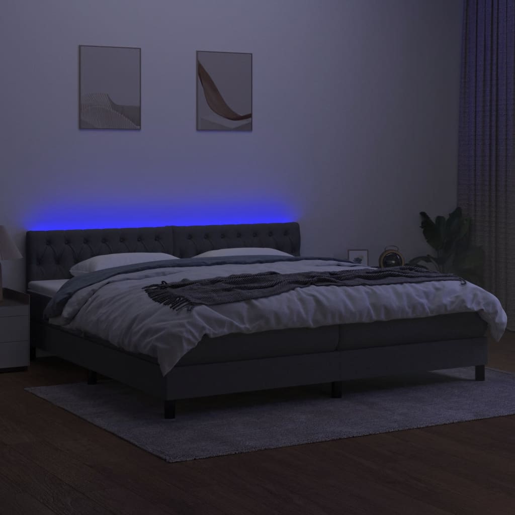 Sommier à lattes de lit et matelas et LED Gris foncé 200x200 cm - XIOS