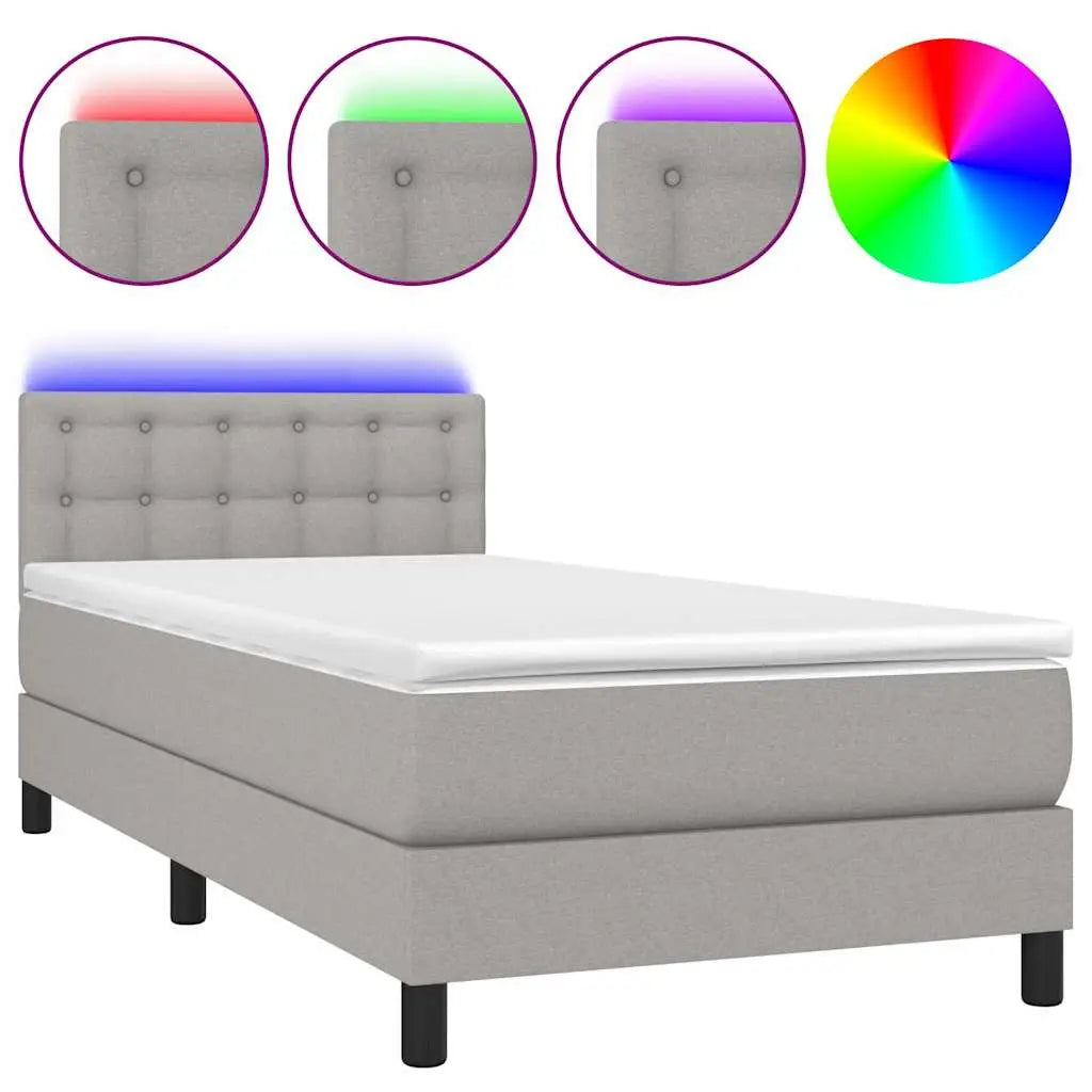 Sommier à lattes de lit avec matelas et LED Gris clair 80x200cm - XIOS