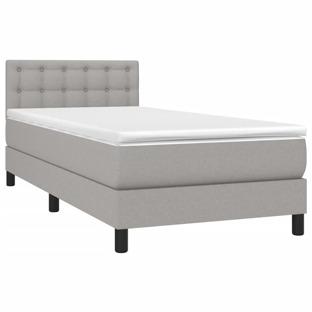 Sommier à lattes de lit matelas LED Gris clair 100x200 cm Tissu - XIOS