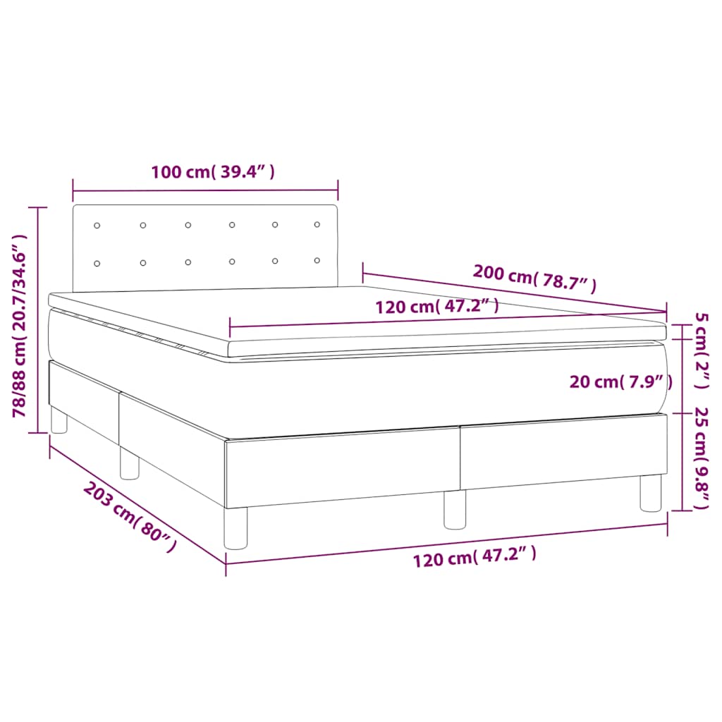 Sommier à lattes de lit avec matelas LED Noir 120x200 cm Tissu - XIOS