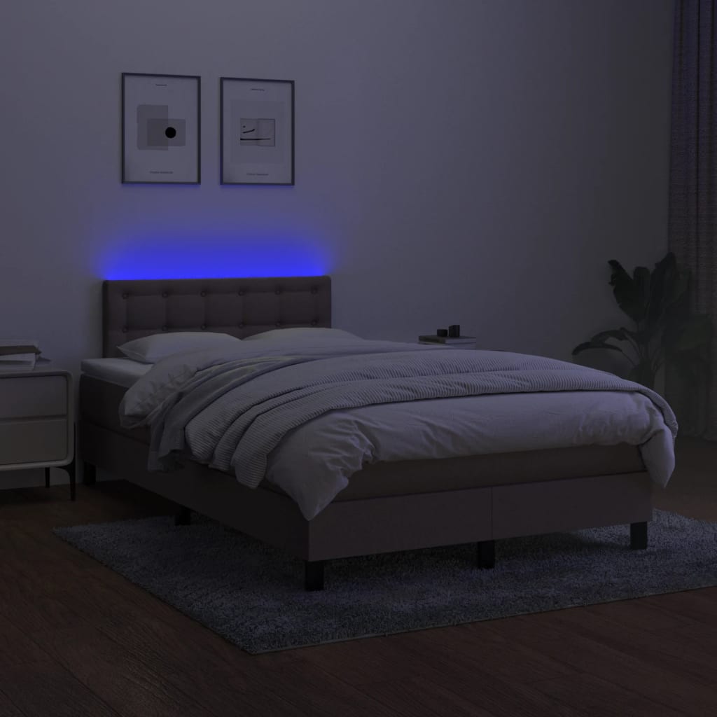 Sommier à lattes de lit avec matelas LED Taupe 120x200 cm Tissu - XIOS
