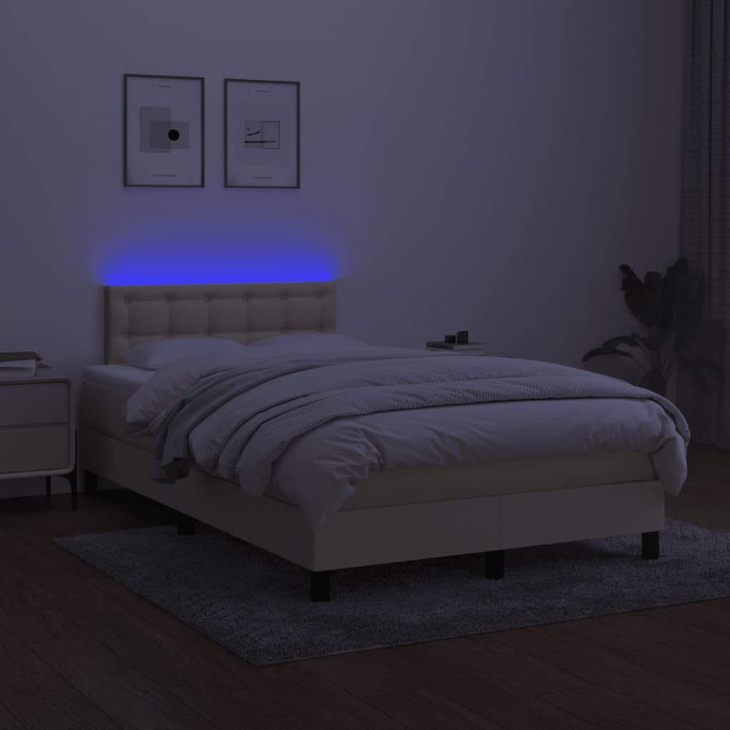 Sommier à lattes de lit avec matelas LED Crème 120x200 cm Tissu - XIOS