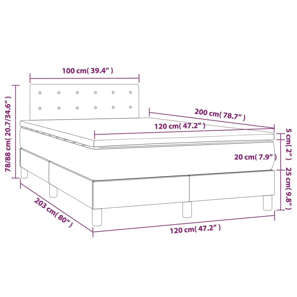 Sommier à lattes de lit avec matelas LED Bleu 120x200 cm Tissu - XIOS