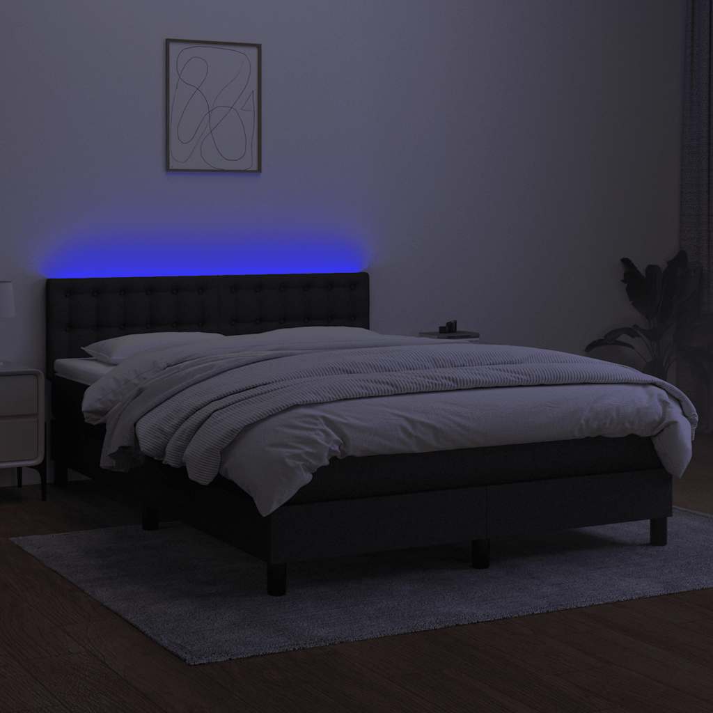 Sommier à lattes de lit avec matelas LED Noir 140x200 cm Tissu - XIOS