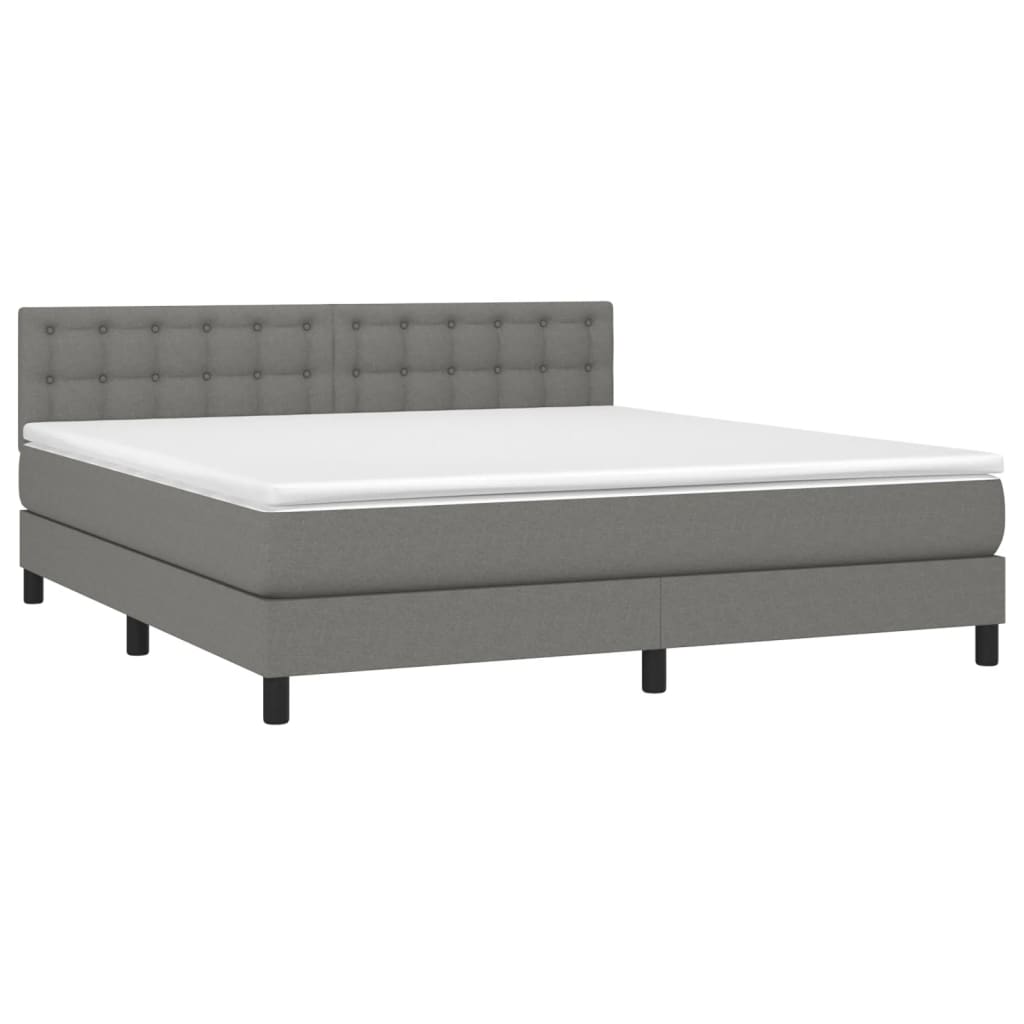Sommier à lattes de lit matelas LED Gris foncé 160x200 cm Tissu - XIOS