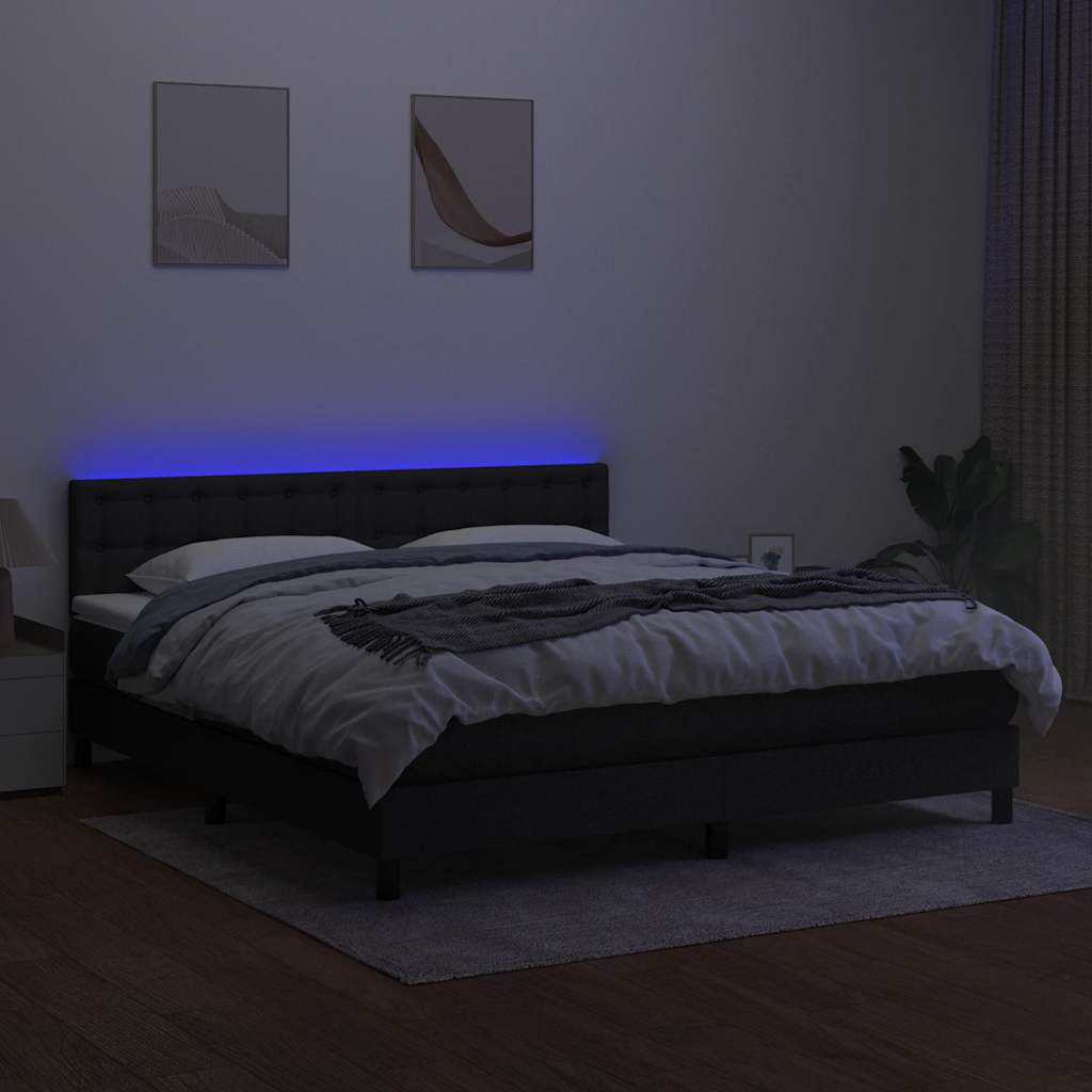 Sommier à lattes de lit avec matelas LED Noir 180x200 cm Tissu - XIOS
