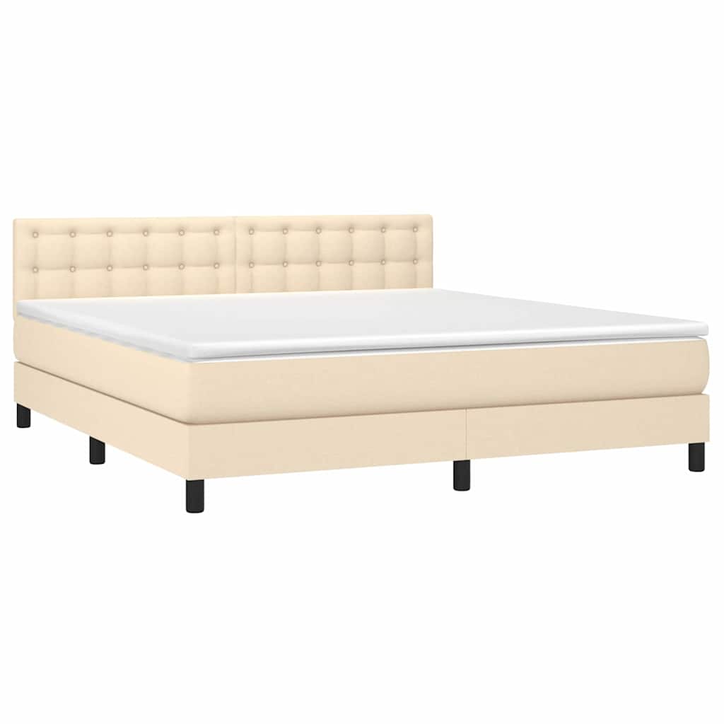 Sommier à lattes de lit avec matelas LED Crème 180x200 cm Tissu