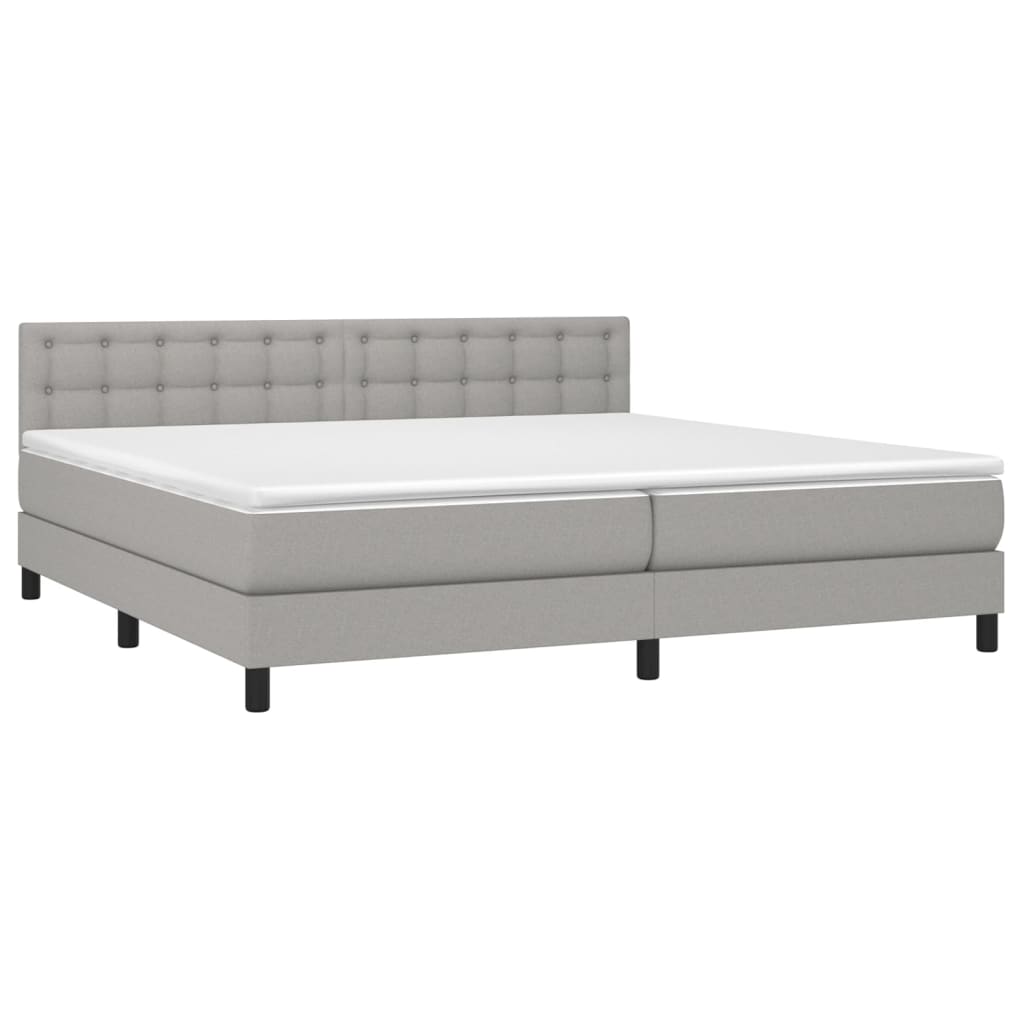 Sommier à lattes de lit matelas LED Gris clair 200x200 cm Tissu - XIOS