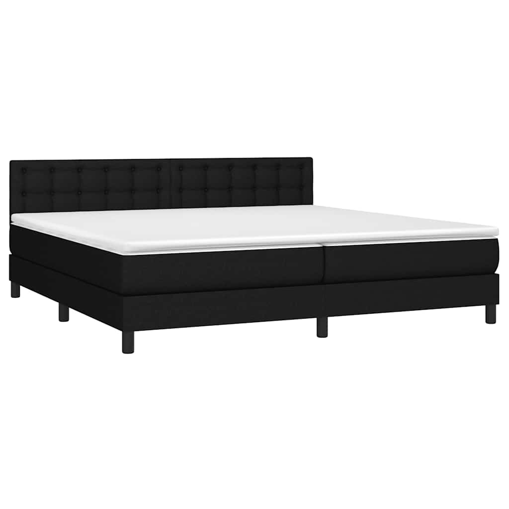 Sommier à lattes de lit et matelas et LED Noir 200x200 cm Tissu - XIOS