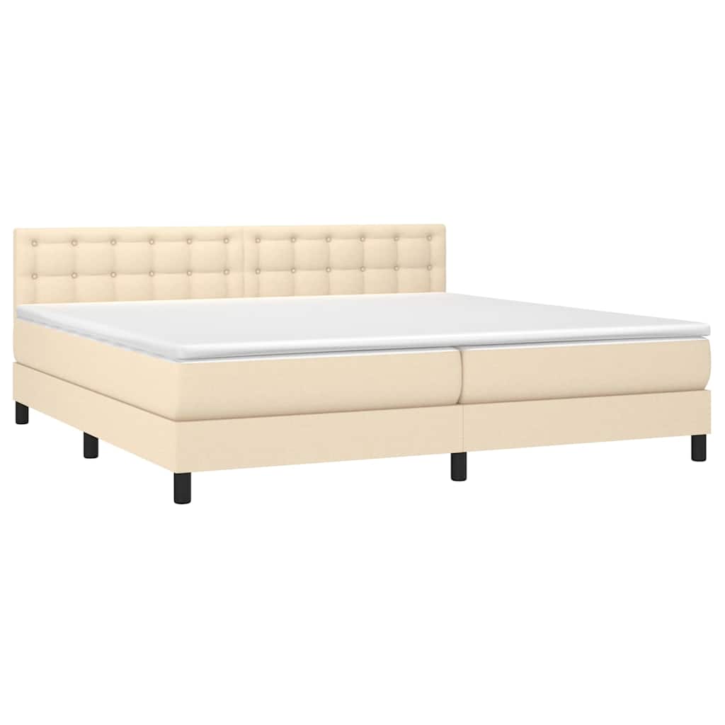 Sommier à lattes de lit et matelas et LED Crème 200x200cm Tissu